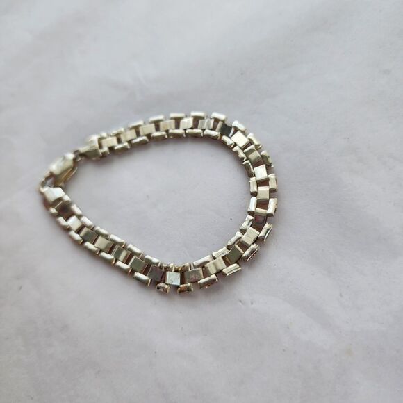 Sterling Silver Bracalet Two Tone Rose Gold Wash Vermeil Vintage 7" EUC - Picture 4 of 12